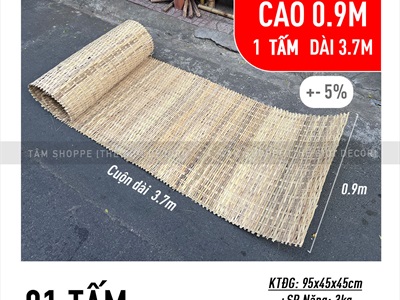 Tấm bồ tre làm vách nhà tranh, tường backdrop Tết [Rộng 90cm - Cuộn 3m7] TAMBOTRE-01